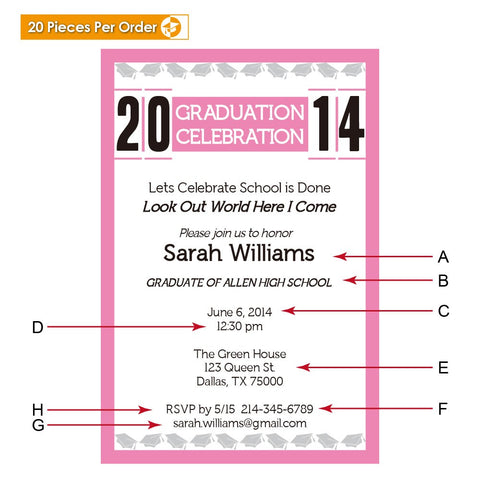 Juicy Pink High School Graduation Announcement