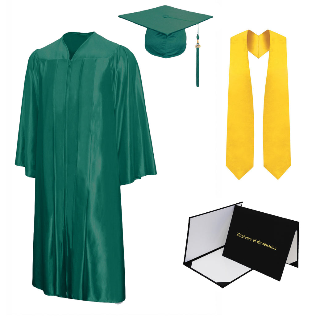 Shiny Cap, Gown, Tassel, Stole, Diploma Cover Package