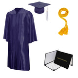 Shiny Cap, Gown, Tassel, Honor Cord, Diploma Cover Package