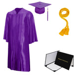 Shiny Cap, Gown, Tassel, Honor Cord, Diploma Cover Package