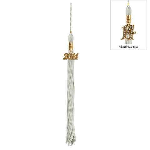 Shiny Silver High School Cap & Tassel