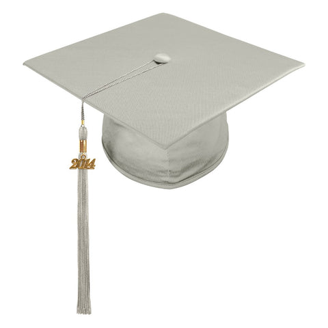 Shiny Silver High School Cap & Tassel