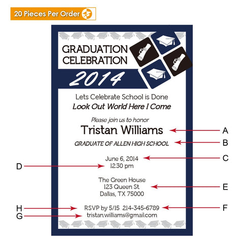 Navy Blue High School Graduation Announcement